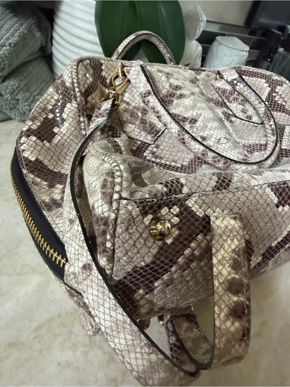 A. Bellucci Reptile leather Boston bag Gorgeous!